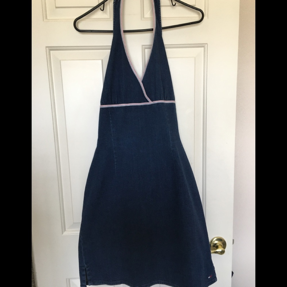 Denim halter dress for summer